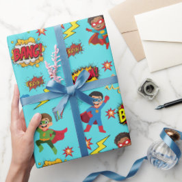 Boys Superhero Birthday Party Gift Wrapping Paper Presentpapper