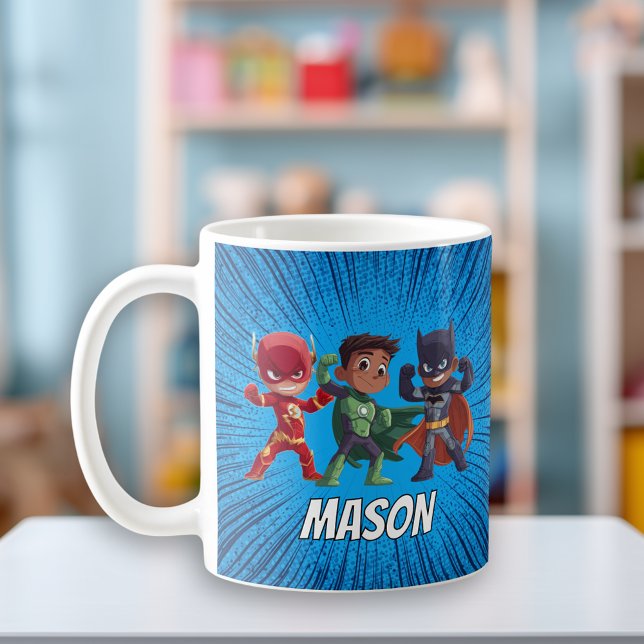 Boys Superhero Custom Name Mug Kaffemugg (Skapare uppladdad)
