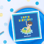 Boys Swimming Bassäng Party Kids Blue Birthday Pappersservett<br><div class="desc">Barn i fantastisk som simmar bassäng Grattis på födelsedagen party napkin för ett brunettbarn i simman under sommaren. Har en skarp roligt av färg och en coola simmande pojke i ett inre rör. Anpassa för en speciell barngåva.</div>