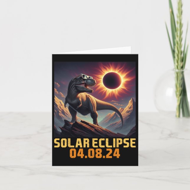 Boys T Rex Dinosaur Astronaut Total Solar Eclipse Kort (Framsida)