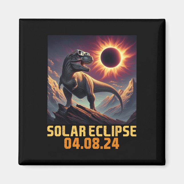 Boys T Rex Dinosaur Astronaut Total Solar Eclipse Magnet (Framsidan)
