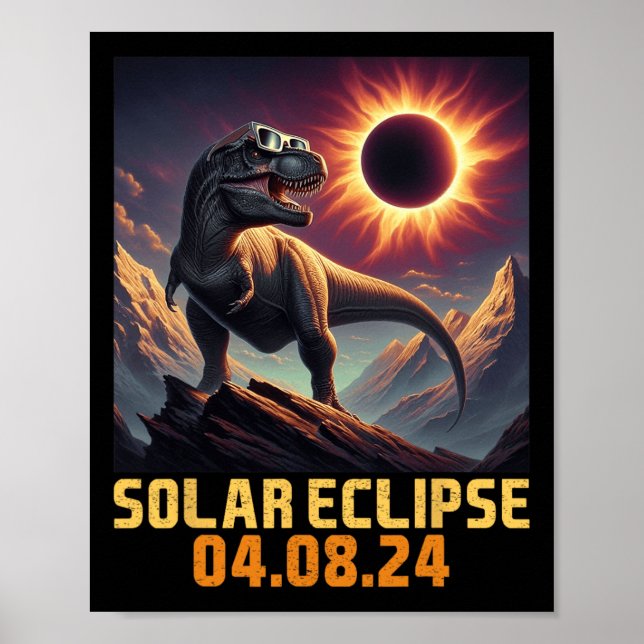 Boys T Rex Dinosaur Astronaut Total Solar Eclipse Poster (Framsidan)