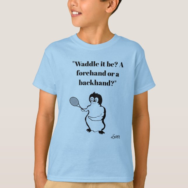 Boys T-Shirt : Penguin Tennis Player (Framsida)