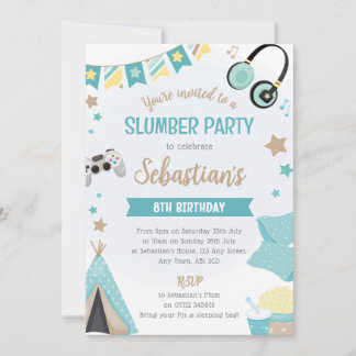 Boys Teepee Sleepover Invitation - Slumber Party Inbjudningar