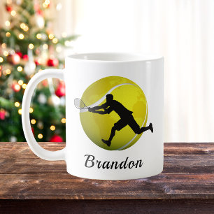 Boys Tennis Player Personlig Namn Coffee Mugg