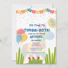 Boys Three-Esta Fiesta Birthday-inbjudan