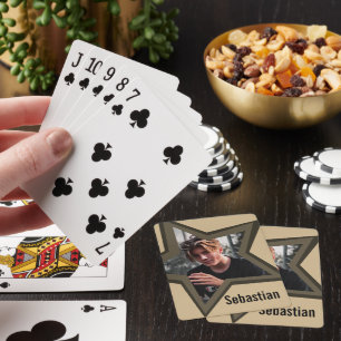 Boys tonåring foto i ett eget namn i svart stjärna casinokort