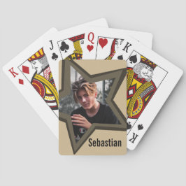 Boys tonåring foto i ett eget namn i svart stjärna casinokort