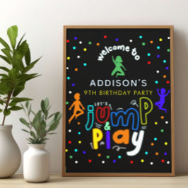 Boys Trampoline Park Birthday Välkomstskylt Poster