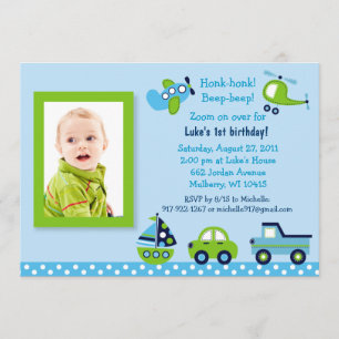 Boys Transport foto Birthday-inbjudningar Inbjudningar