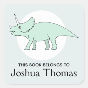 Boys Trendig I Bok Tillhör Dinosaur Namn Kids Fyrkantigt Klistermärke