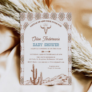 Boys Tribal Boho Arch Rodeo Western Baby Shower Inbjudningar