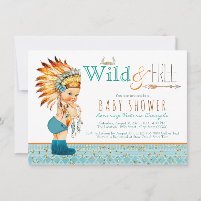 Boys Tribal-Vild och Free Baby Shower Inbjudningar (Framsida)