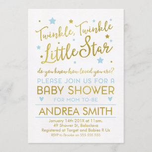 Boys twinkle Little star-babyduschinbjudan Inbjudningar