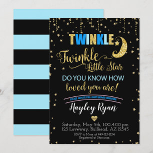 Boys Twinkle Twinkle Little Star Blue Shower Inbjudningar