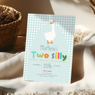 Boys Two Fånig Farm Goose First Birthday Inbjudningar