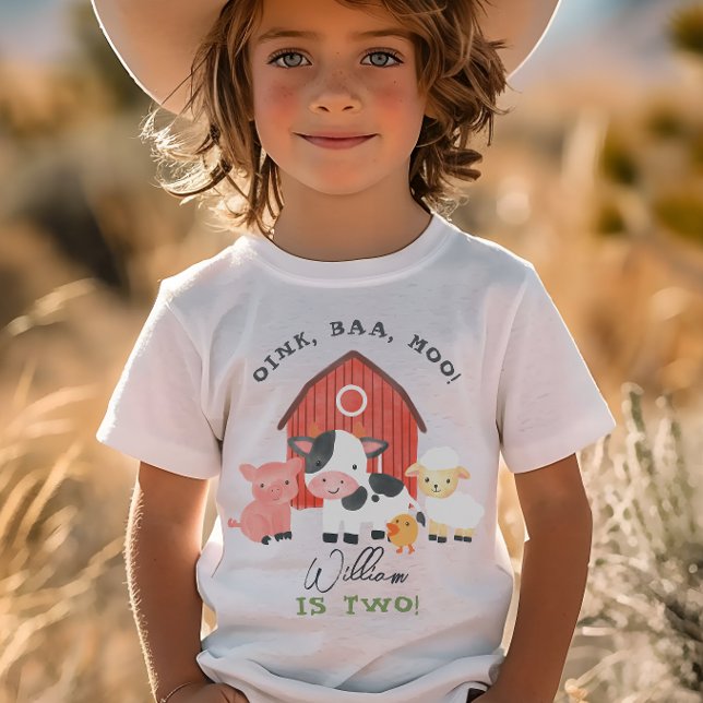 Boys “Two” Farm Animal Barnyard Kids 2nd Birthday T Shirt (Skapare uppladdad)