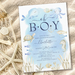 Boys under Sea Baby Shower Inbjudningar