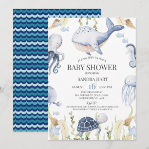 Boys under Sea Creatures Boys Baby Shower Inbjudningar