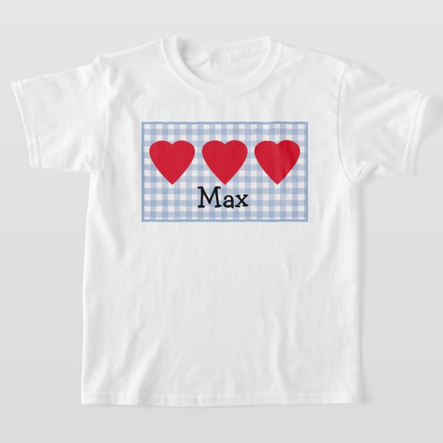 Boys Valentine Heart med Blue Play T Shirt (Laydown)