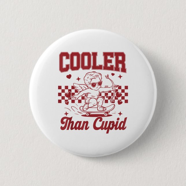 Boys Valentines day Cooler Than Cupid Skateboardin Knapp (Framsida)