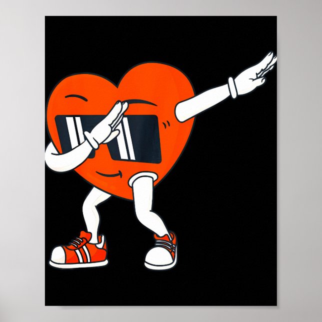 Boys Valentines day Dabbing Heart Funny Boys Poster (Framsidan)