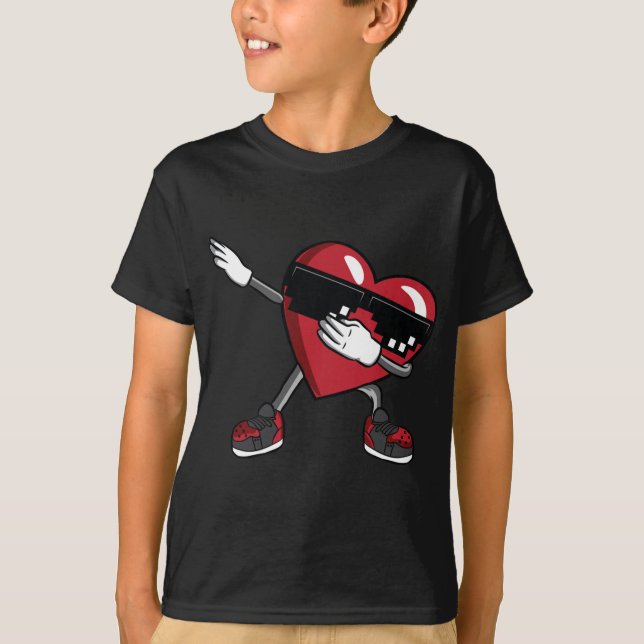 Boys Valentines day Funny Dabbing Heart Kids Gift T Shirt (Framsida)