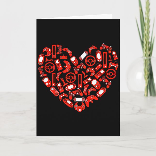 Boys Valentines Day Gaming Video Gamer Controller  Kort (Framsida)
