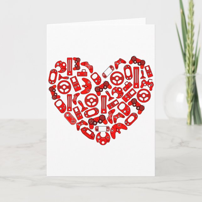 Boys Valentines Day Gaming Video Gamer Controller  Kort (Framsida)