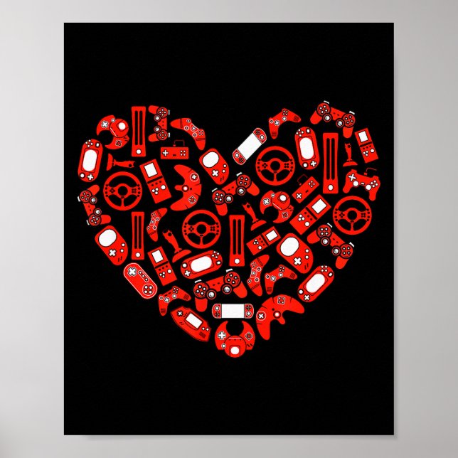 Boys Valentines Day Gaming Video Gamer Controller  Poster (Framsidan)