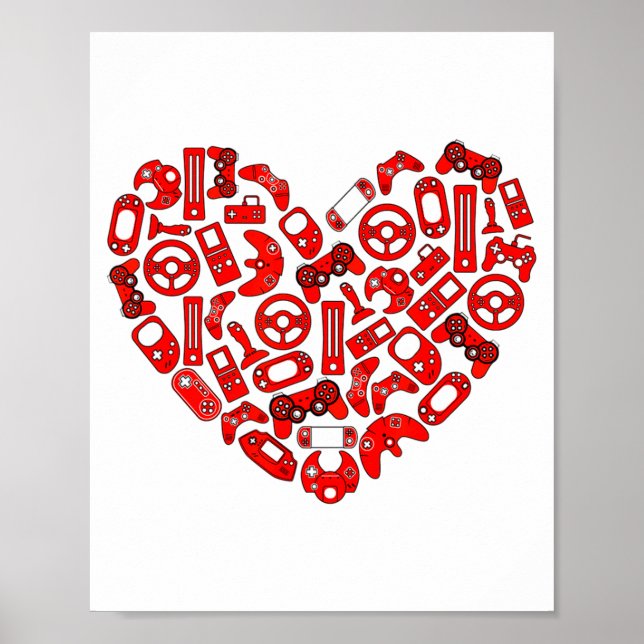 Boys Valentines Day Gaming Video Gamer Controller  Poster (Framsidan)