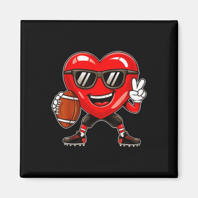 Boys Valentines day Heart spelar fotboll Boys Gi Magnet (Framsidan)