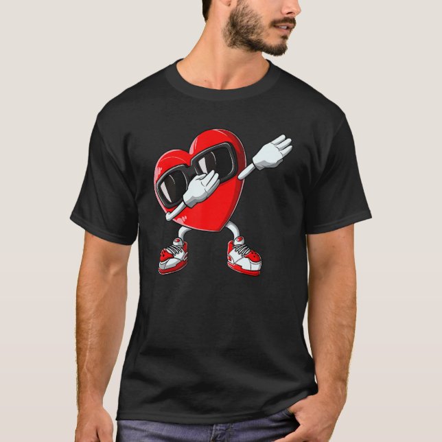 Boys Valentines day Kids Dabbing Heart Kärlek Dab  T Shirt (Framsida)