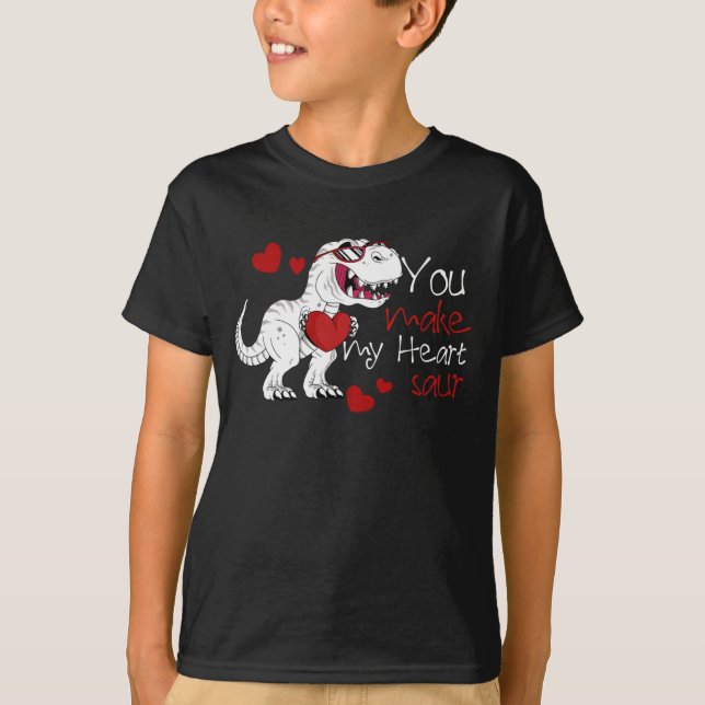 Boys Valentines day Kids Dinosaur Pun T rex Älskar T Shirt (Framsida)