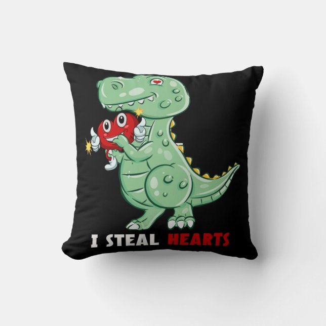 Boys Valentines day Kids Dinosaur T rex Älskare Kudde (Framsida)