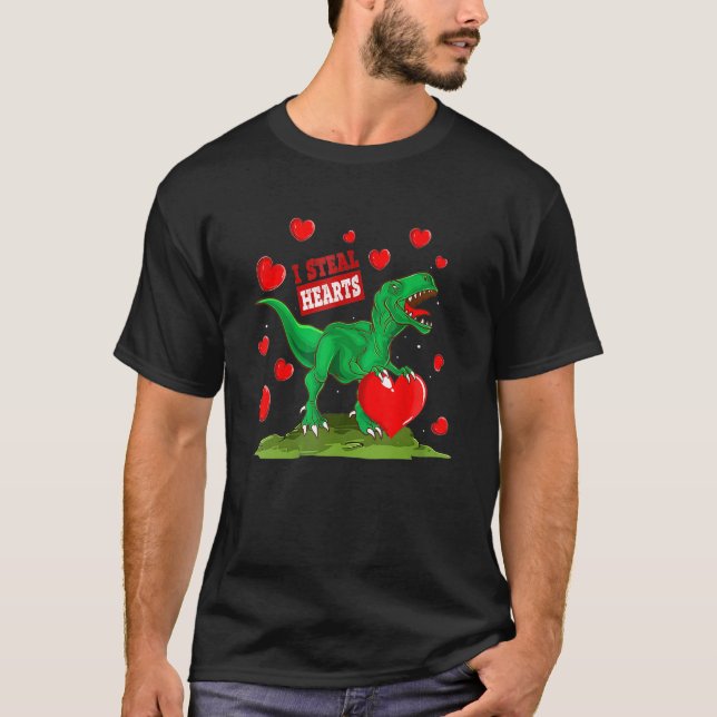 Boys Valentines Day Kids Dinosaur T Rex Lover I St T Shirt (Framsida)