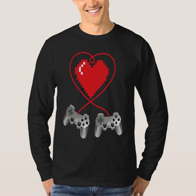 Boys Valentines Day Video Game Controller Heart Ga T Shirt (Framsida)
