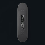 Boys Varsity Black Skateboard Personalized Name<br><div class="desc">This Boys Varsity Skateboard Personalized Name Skateboard features a bold varsity-style design with a striking green color palette and sporty graphics. Perfect for skaters who love a strong athletic look, this board can be customized with a name to create a unique and meaningful gift. Ideal for birthdays, holidays, or anytime...</div>