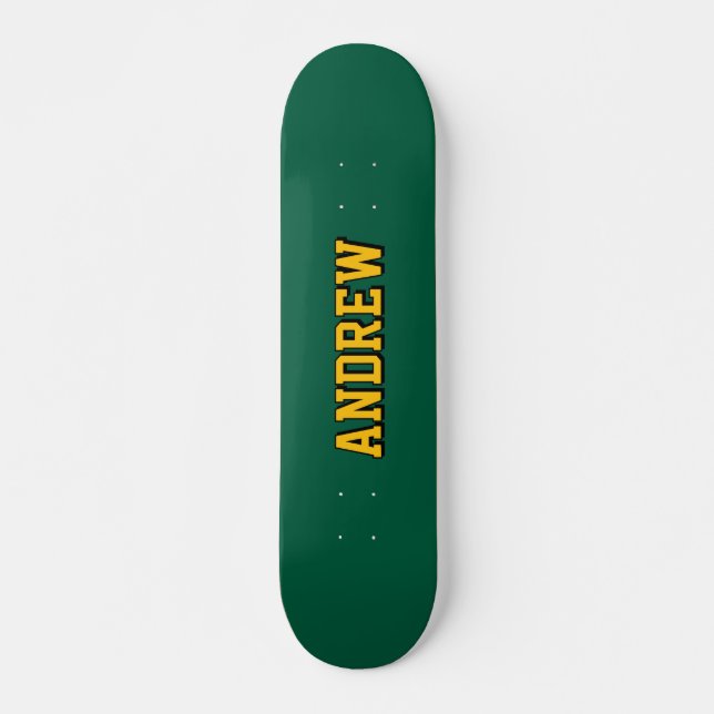 Boys Varsity Green Skateboard Personalized Name (Framsida)