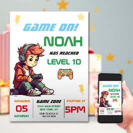 Boys Video Game Födelsedagsfest Inbjudningar