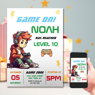 Boys Video Game Födelsedagsfest Inbjudningar