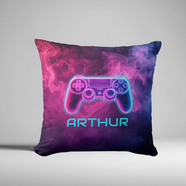 Boys Video Gaming Neon Personlig Kudde (Skapare uppladdad)