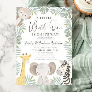 Boys Vild 1 Safari Animals Par Baby Shower Inbjudningar