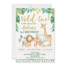 Boys Vild 1 Safari Första födelsedagsinbjudan
