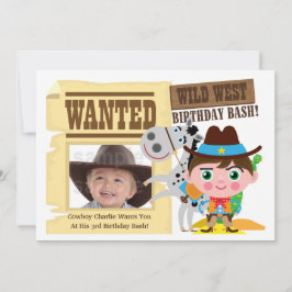 Boys Vilda western Westernare Cowboy Birthday Inbj Inbjudningar