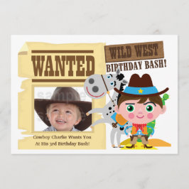 Boys Vilda western Westernare Cowboy Birthday Inbj Inbjudningar