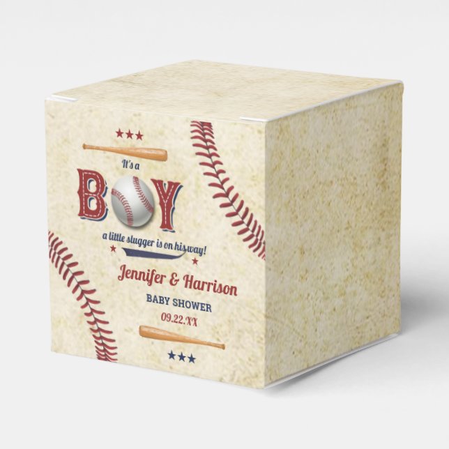 Boys Vintage Baseball Baby Shower Presentaskar (Framsidan Sidan)