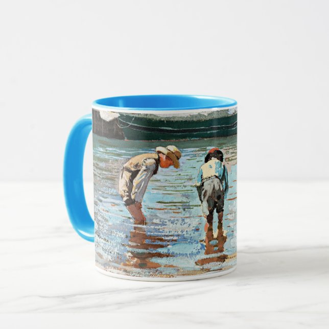 Boys Wading, berömd-teckningar av Winslow Homer Mugg (Framsida vänster)