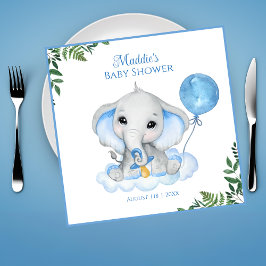 Boys Watercolor Elephant Baby Shower Pappersservett