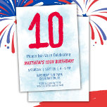 Boys Watercolor Kids Blue 10:e födelsedagen Inbjudningar<br><div class="desc">Tioårsbarn,  pojke blå party 10:e födelsedagsfest inbjudan i tio år med roligt typsnitt och roligt vattenfärgsnummer.</div>